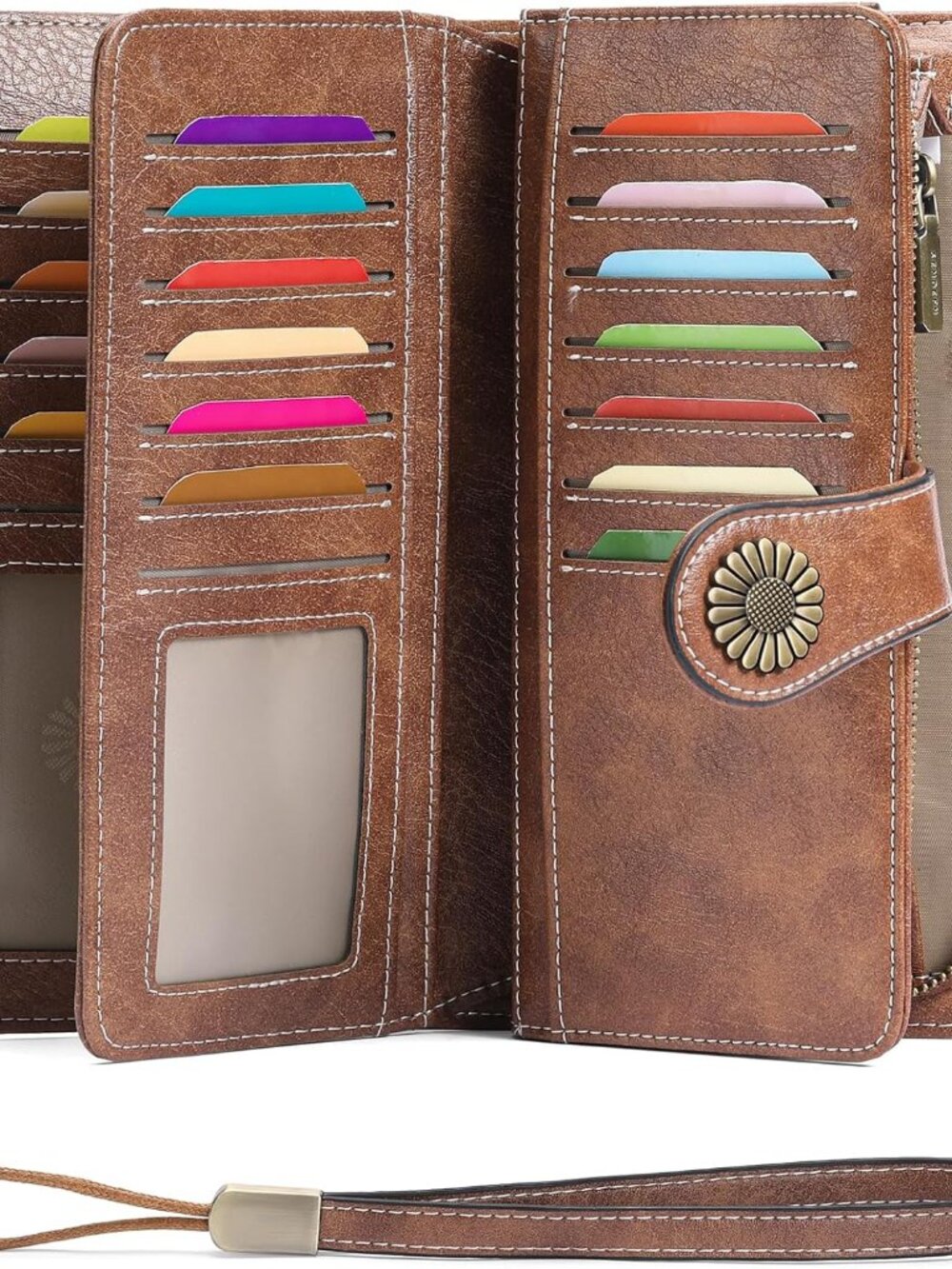 Wallets for Women Leather Credit Card Holder with RFID Blocking Large Capacity W